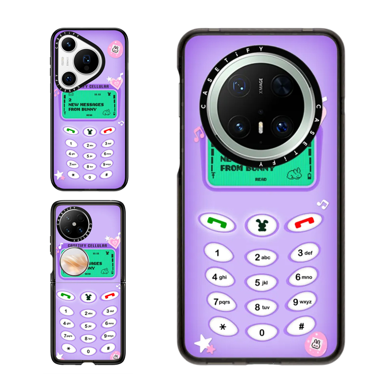 现货CASETiFY兔子电话适用于华为P70 Pro手机壳Ultra/Pocket 2折叠Mate60/70Pro+时尚y2k艺术紫色高端保护套