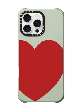 CASETiFY红色爱心皮质款适用苹果iPhone16 pro max磁吸手机壳15/14/13素皮/荔枝皮革简约时尚高端情侣保护套