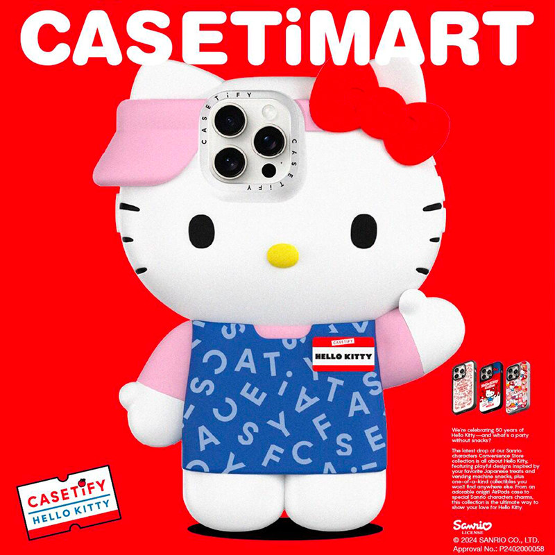 现货三丽鸥HELLO KITTY联名CASETiFY 3D立体硅胶凯蒂猫店长珍藏版适用苹果iPhone15 pro max手机壳可爱限量套