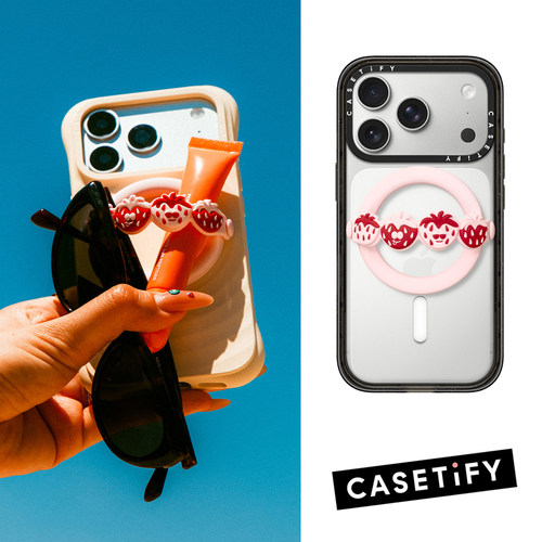 CASETiFY粉色草莓磁吸指环支架