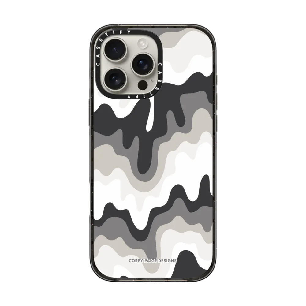 现货CASETiFY黑白中性熔毁适用于苹果iPhone16 pro max手机壳15/14/13磁吸12创意艺术涂鸦高端全包防摔保护套
