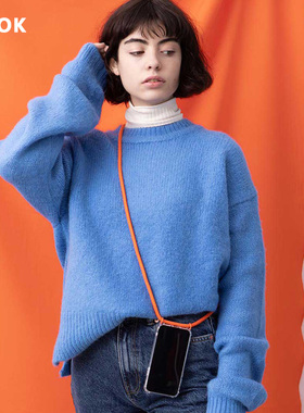 knok橙色可拆卸款适用苹果iPhone16 Pro Max背带挂绳手机壳15/14/13/12斜挎式挂脖透明防丢多功能防摔保护套