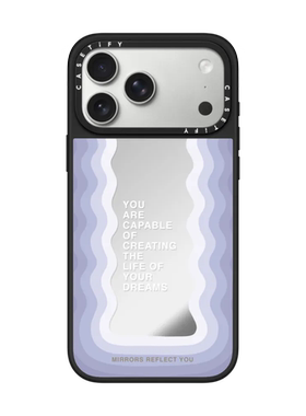 现货CASETiFY创造梦想生活紫色波浪镜子适用苹果iPhone17 Pro Max磁吸手机壳16/15/14网红ins风13励志语录12