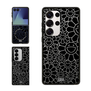 现货CASETiFY联名村上隆多花黑色定制可写字适用三星S24/S25 Ultra手机壳Z Flip 7/Z Fold 6限量款个性保护套