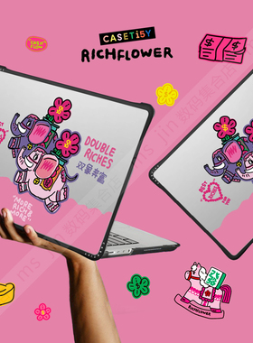 CASETiFY有钱花RICH FLOWER双象奔富适用苹果MacBook Pro13/14/15/16寸电脑笔记本保护壳Air好运防摔套M1-M4