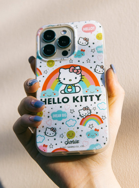 宇宙凯蒂猫sonix联名hello kitty手机壳适用苹果iPhone15 pro max卡通14磁吸13全包防摔保护套小众可爱少女心