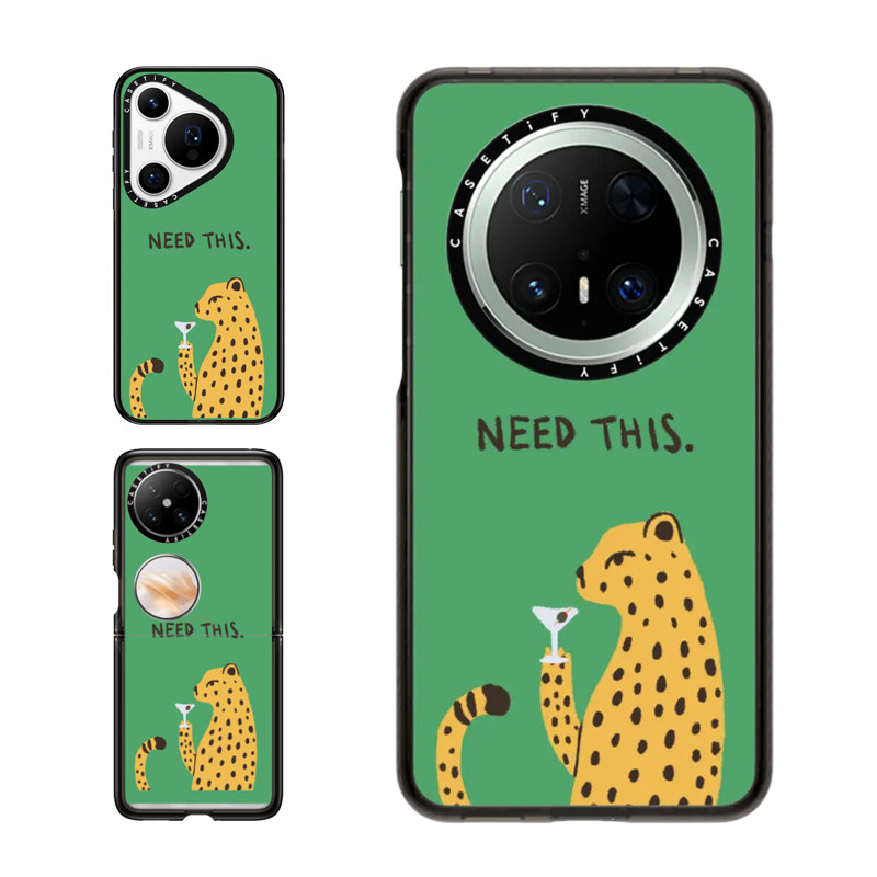 现货CASETiFY心之所向绿色底豹子适用华为Pura 80 Pro手机壳Ultra/Mate60/70Pro+创意时尚个性高端防摔保护套