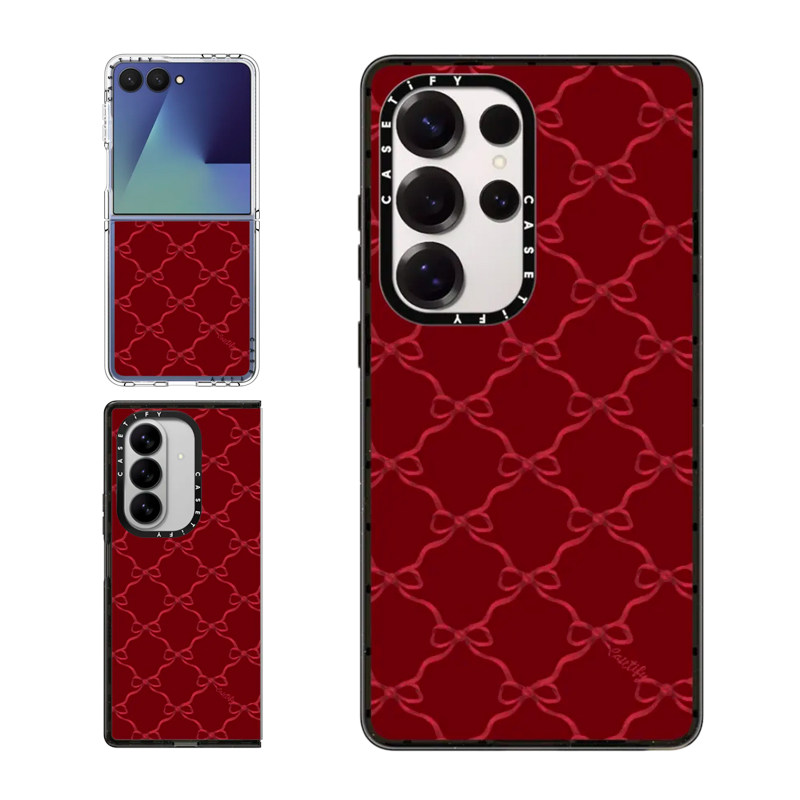 现货CASETiFY红色蝴蝶结适用于三星S24/S25 Ultra手机壳Z Flip7/Z Fold 6/5时尚轻奢ins风新年防摔保护套s23