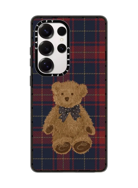现货CASETiFY泰迪熊红色格纹适用于三星S24/S25 Ultra手机壳Z Flip7/Z Fold 6/5圣诞节日氛围感冬季保护套s23