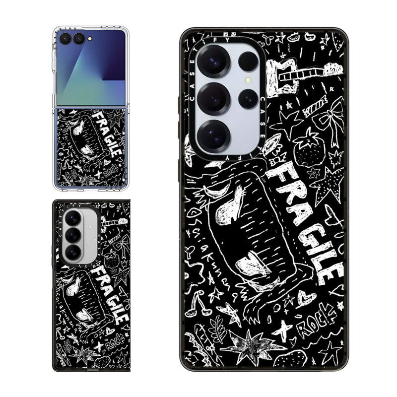 现货CASETiFY脆弱黑适用三星S24/S25 Ultra手机壳Z Flip7/Z Fold6/5日本艺术家NANA SAIAKU摇滚插画保护套s23