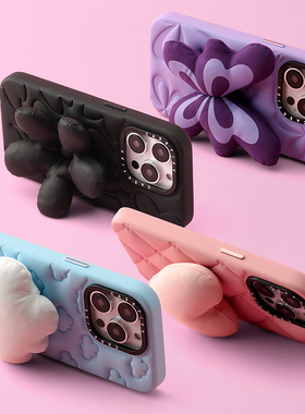 casetify全新抱枕壳适用苹果iPhone15 pro max手机壳14柔软蓝色棉花糖云朵粉色爱心丝绒雏菊紫色蝴蝶保护套