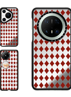 现货CASETiFY红色方格适用华为Pura 80 Pro手机壳Ultra/Pocket 2折叠Mate60/70Pro+时尚pura x全包防摔保护套