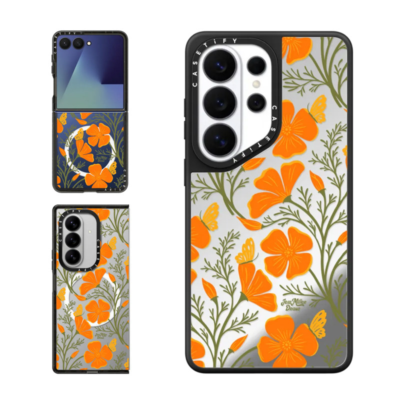 现货CASETiFY罂粟花海适用三星S25/S26 Ultra手机壳Z Flip7/Z Fold 6/5创意植物丛林艺术小众轻奢保护套s24+