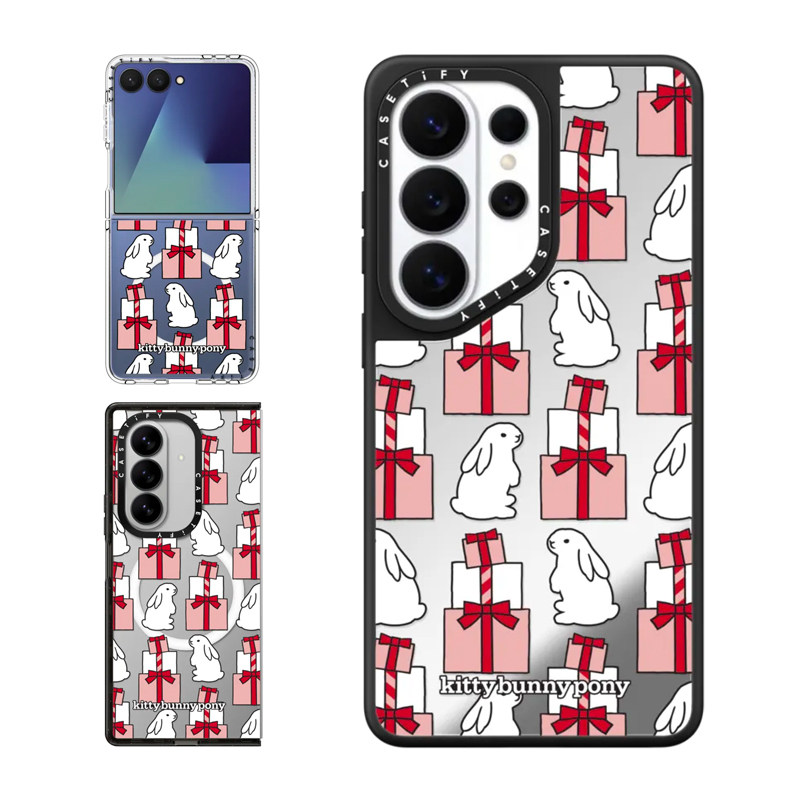 现货CASETiFY联名kittybunnypony带礼物的小兔子适用于三星S25/S26 Ultra手机壳Z Flip 7/Z Fold 6可爱保护套
