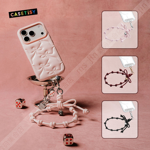 现货CASETiFY蝴蝶结手机腕带挂绳可串珠时尚百搭背壳包袋挂件吊饰