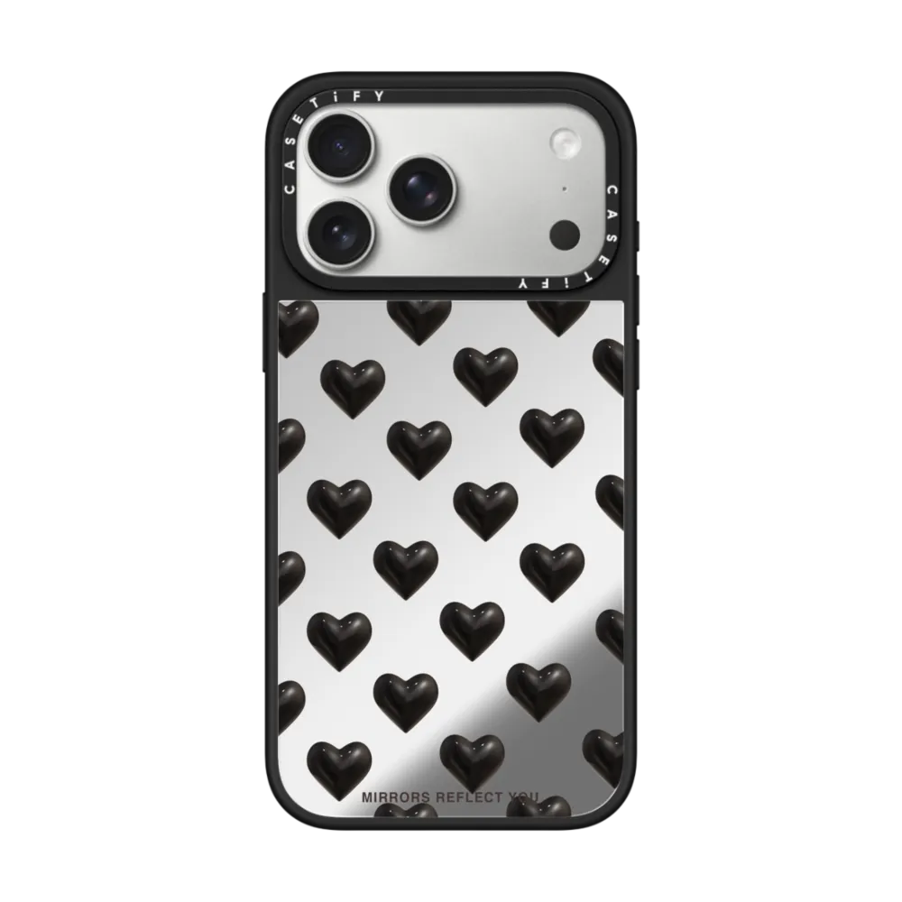 CASETiFY迷你黑色爱心适用苹果iPhone17 pro max磁吸手机壳16/15/14时尚Mirrors Reflect You镜面13保护套12