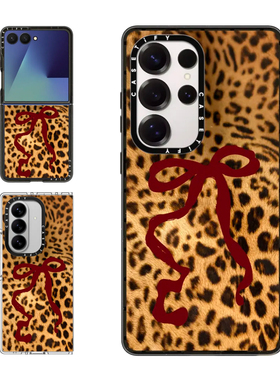 现货CASETiFY红色丝带蝴蝶结豹纹适用三星S24/S25 Ultra手机壳Z Flip7/Z Fold 6/5时尚潮牌甜酷防摔保护套s23