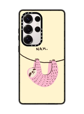 现货CASETiFY算了Nah粉色树懒那黄色底适用三星S24/S25 Ultra手机壳Z Flip7/Z Fold 6趣味可爱防摔保护套s23