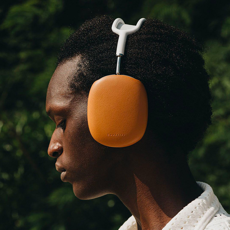CASETiFY焦糖棕色天然雕塑皮革适用苹果AirPods Max头戴式耳机保护套时尚潮牌高端奢华意大利柔软皮质耳罩子