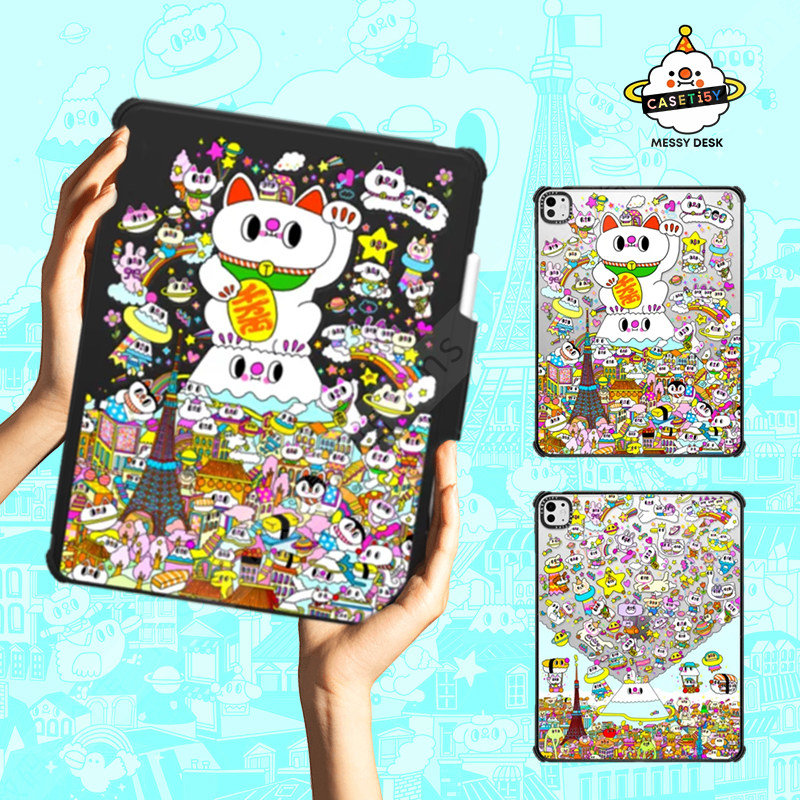 CASETiFY艺术家Messy Desk幸运招财猫适用苹果iPad Pro 11/13/12.9寸平板电脑保护套Air第3/4/5/6/7代防摔壳