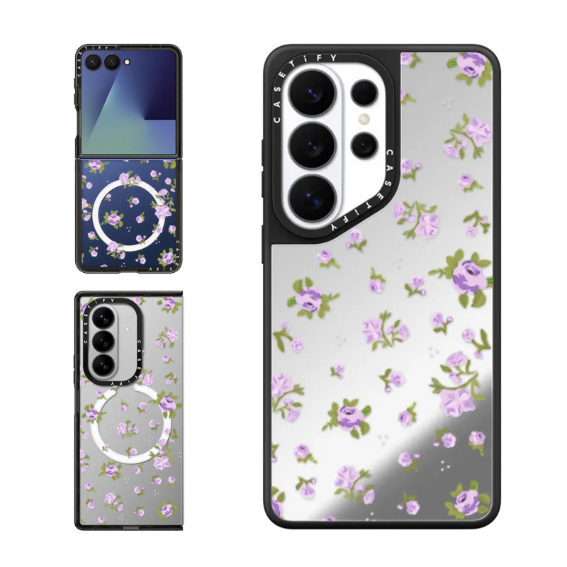 现货CASETiFY紫色小碎花适用于三星S25/S26 Ultra手机壳Z Flip7/Z Fold 6/5甜美小清新花卉艺术春天保护套s24