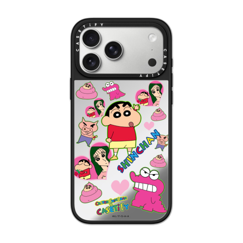 现货CASETiFY联名蜡笔小新贴纸风潮粉红爱心定制可写字适用苹果iPhone17 pro max磁吸手机壳16/15/14童趣套13