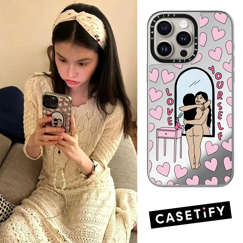 现货CASETiFY何穗同款好好爱自己适用苹果iPhone16 Pro Max手机壳15/14/13磁吸镜面时尚潮牌明星防摔保护套12