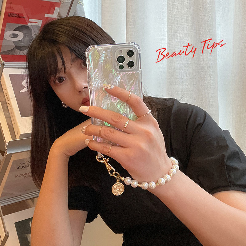 天然珍珠贝母串珠手机链适用苹果