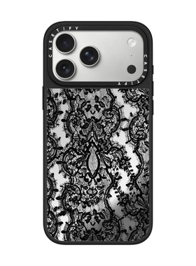 现货CASETiFY黑色蕾丝图案适用苹果iPhone17 pro max手机壳16/15/14磁吸13小众轻奢气质名媛女式防摔保护套12
