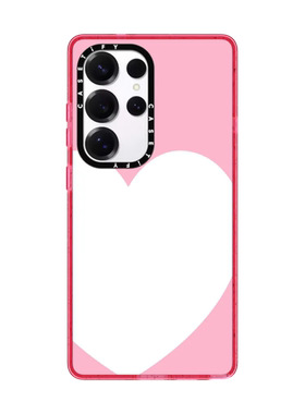 现货CASETiFY白色爱心粉色底适用于三星S24/S25 Ultra手机壳Z Fold 7/6/5时尚小众轻奢简约全包防摔保护套s23