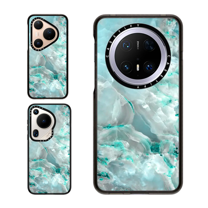 现货CASETiFY青绿色大理石纹适用华为Pura 80 Pro手机壳Ultra/Pocket 2折叠Mate70Pro+时尚小众轻奢保护套p80