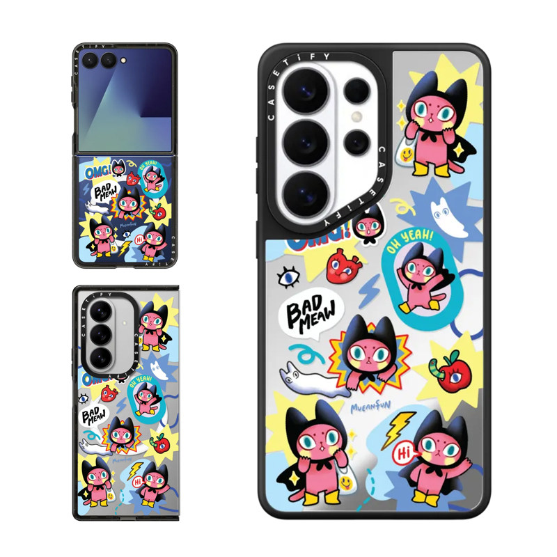 现货CASETiFY艺术家Badmeaw趣味贴纸适用三星S25/S26 Ultra手机壳Z Flip7/Z Fold 6/5趣味搞怪可爱保护套s24