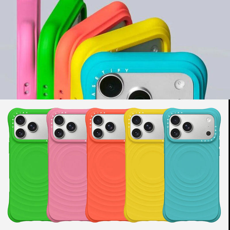 现货CASETiFY新品炫彩色波漾壳适用苹果iPhone17 pro max磁吸手机壳16/15/14纯色波浪液态硅胶时尚极简保护套