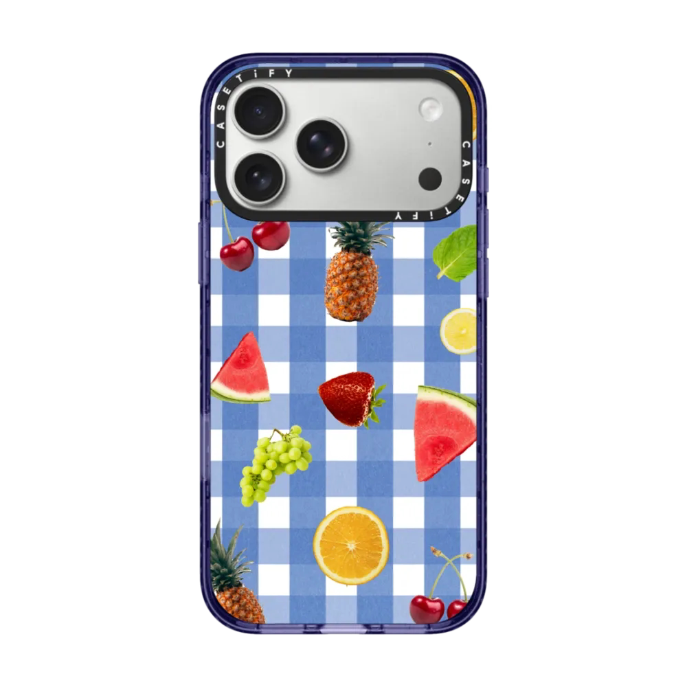 现货CASETiFY水果旋律适用苹果iPhone17 Pro Max手机壳16/15/14磁吸13夏日小清新蓝色格纹ins风防摔保护套12