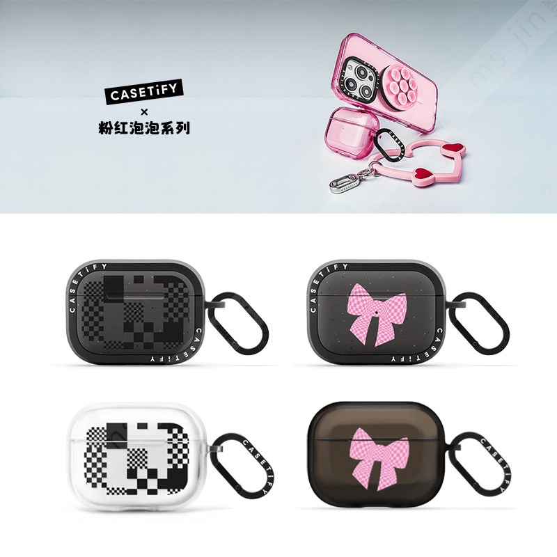 CASETiFY粉红蝴蝶结时尚甜酷千禧风适用苹果Airpods pro 1/2代无线蓝牙耳机保护套Airpods 3/4代创意防摔壳子