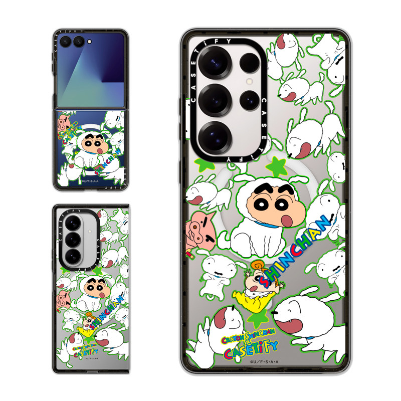 现货CASETiFY联名蜡笔小新小白贴纸定制可写字组合适用三星S24/S25 Ultra手机壳Z Flip 7/Z Fold 6情侣保护套