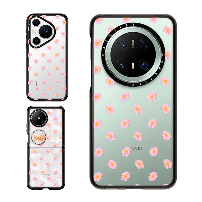 现货CASETiFY粉紫色雏菊小碎花适用华为P70 Pro手机壳Ultra/Pocket 2折叠Mate60/70Pro+清新气质名媛女透明套