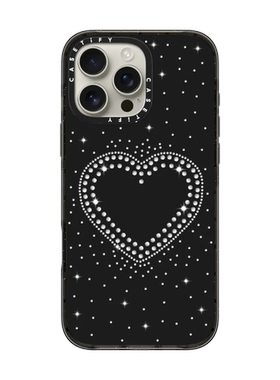 现货CASETiFY莱茵石浪漫水钻图案适用苹果iPhone16 pro max手机壳15/14/13磁吸12黑色小众高端全包防摔保护套