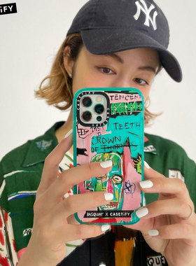 Basquiat联名CASETiFY绿色涂鸦适用苹果iPhone16 ProMax手机壳15/14/13限量12时尚艺术家潮牌保护套全包防摔