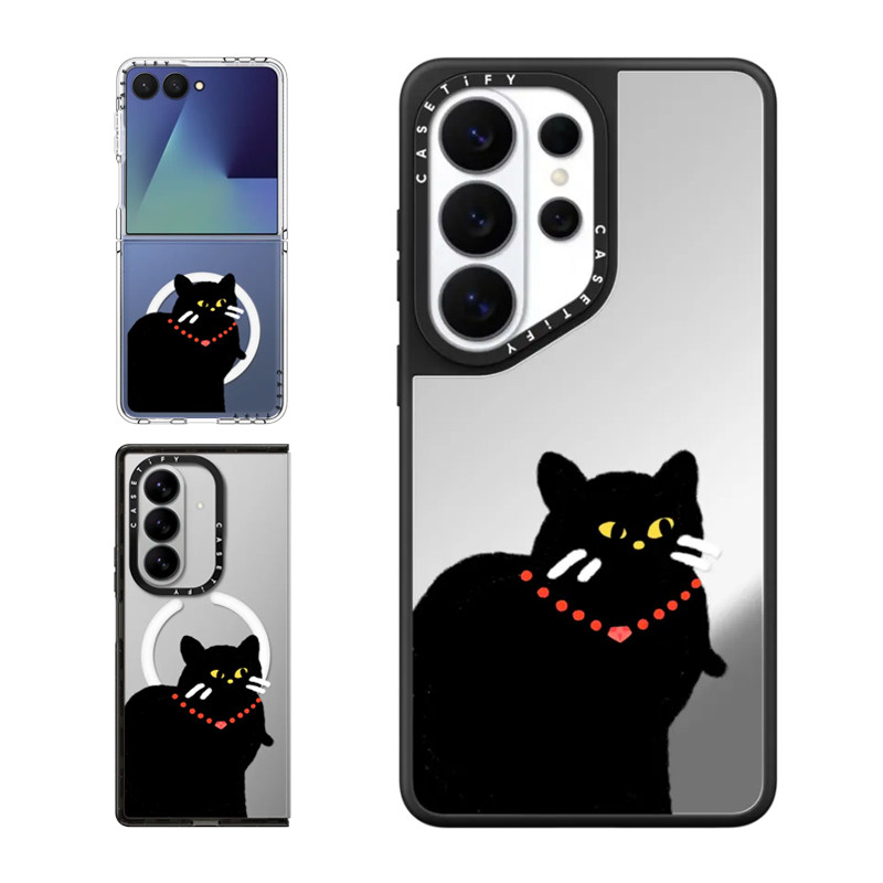 现货CASETiFY宠物系列社恐黑猫适用三星S25/S26 Ultra手机壳Z Flip7/Z Fold 6/5小众趣味可爱防摔保护套s24+