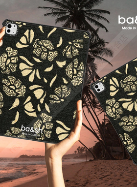 CASETiFY联名ba&sh黑色波西米亚Aure Line适用苹果iPad Pro11/13/12.9寸平板电脑保护套Air第4/5/6/7代防摔壳