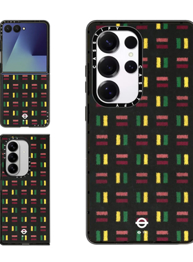 现货CASETiFY联名伦敦地铁绒面织物黑色适用三星S24/S25 Ultra手机壳Z Flip 7/Z Fold 6/5限量奢华防摔保护套