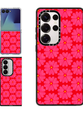 现货CASETiFY红色报春花适用三星S24/S25 Ultra手机壳Z Flip7/Z Fold 6/5时尚小众轻奢新年全包防摔保护套s23