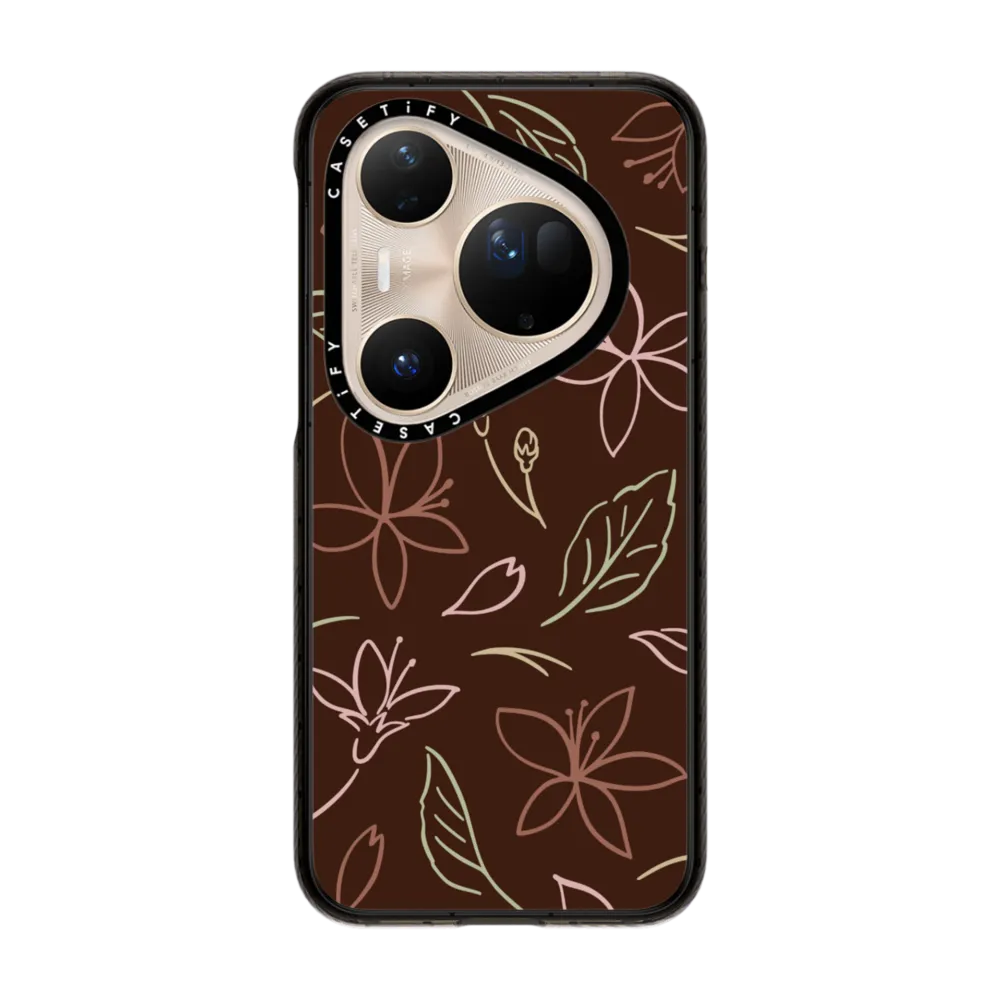 现货CASETiFY咖色粉彩樱语适用华为Pura 80 Pro手机壳Ultra/Mate60/70Pro+创意复古小众轻奢ins风防摔保护套
