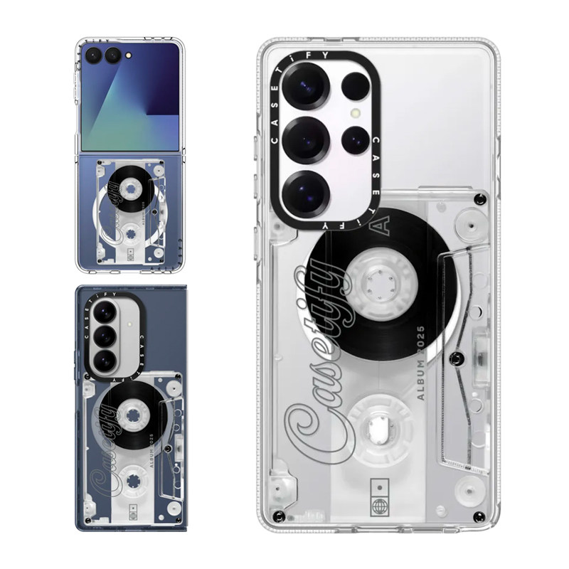 现货CASETiFY黑白透明磁带适用三星S24/S25 Ultra手机壳Z Flip7/Z Fold 6/5创意时尚小众高级感防摔保护套s23
