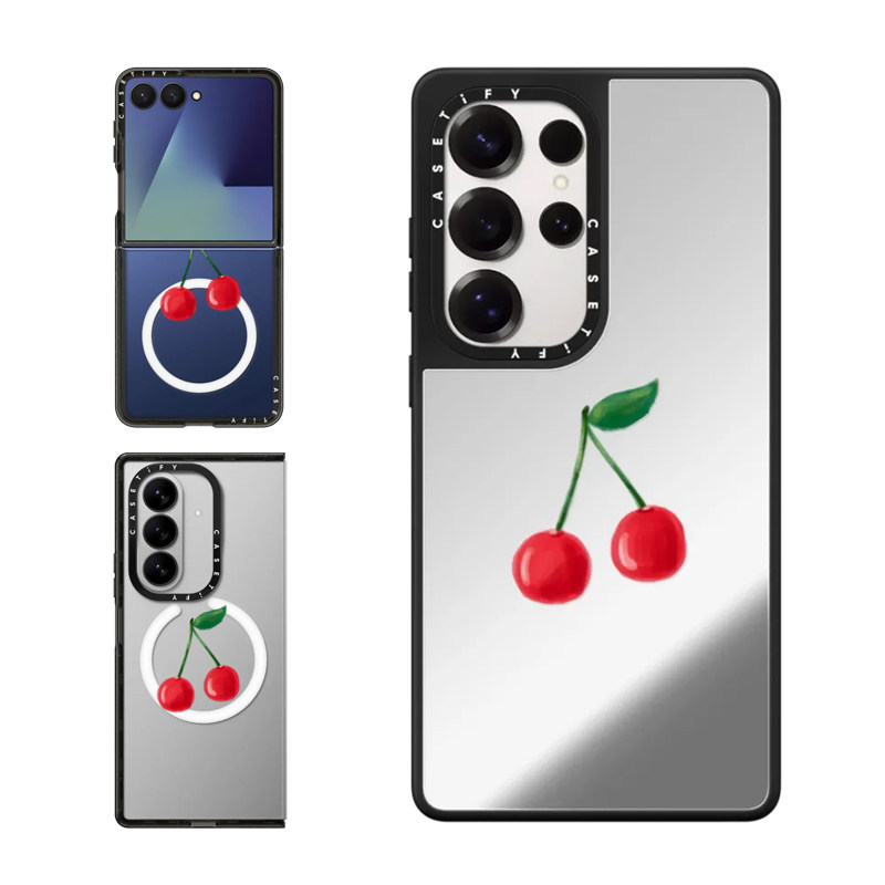 现货CASETiFY樱桃适用三星S24/S25 Ultra手机壳Z Flip7/Z Fold 6/5创意潮牌小众简约轻奢透明防摔保护套s23