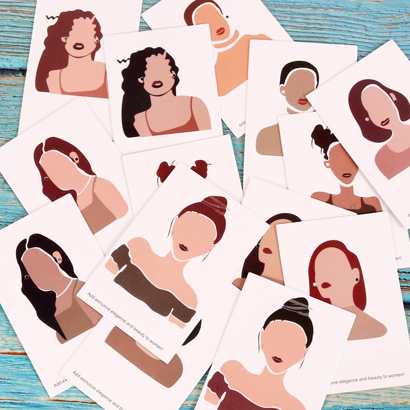 现货欧美人脸耳环卡片6*9cm耳环项链套卡头饰发夹卡纸设计印刷log