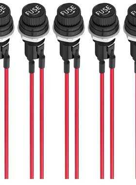 5件预接线保险丝座 6x3010A250V螺帽黑色面板安装螺帽接线保险座