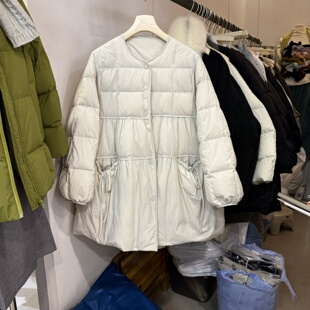 韩系中长款宽松羽绒服女2025冬季新款高级感洋气超好看鹅绒上衣