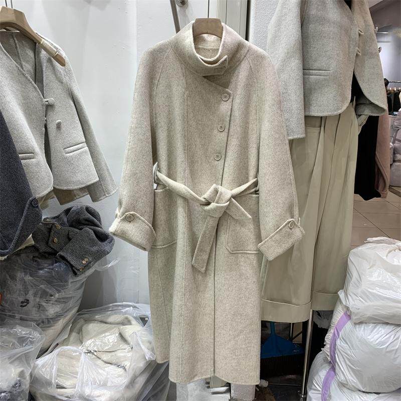 高级感时尚系带双面羊绒大衣女2025冬季新款超好看长款羊毛呢外套